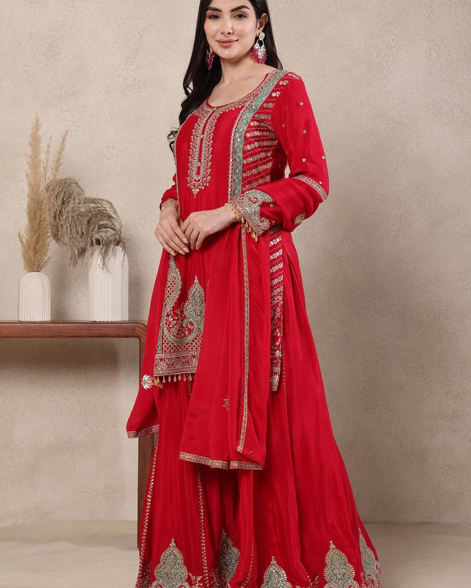 The Sovereign Crimson Sharara Set
